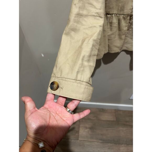 ZARA Viscose Blend Field Utility Jacket Open Front Peplum - Picture 5 of 7